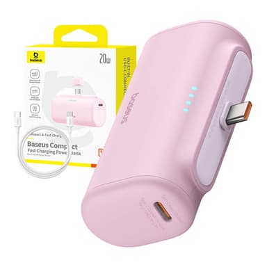 Powerbank Baseus Compact USB-C 5000mAh, 20W (vaaleanpunainen)