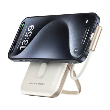 Choetech B735 magneettinen virtapankki 10000mAh 20W PD + USB-C-kaapeli (valkoinen)