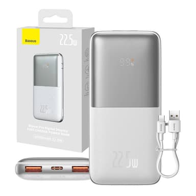 Powerbank Baseus Bipow Pro 10000mAh, 2xUSB, USB-C, 22,5W (valkoinen)
