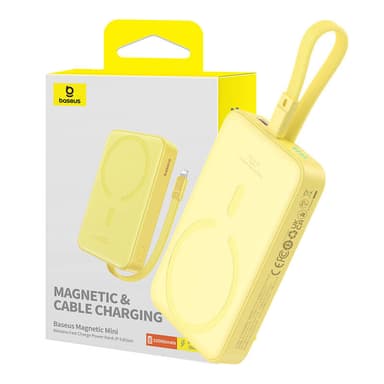 Powerbank Baseus Magnetic Mini 10000mAh, USB-C 20W MagSafe (keltainen)