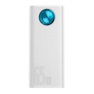Powerbank Baseus Amblight 30000mAh, 4xUSB, USB-C, 65W (valkoinen)