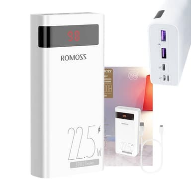 Powerbank Romoss SENSE8PF 30 000 mAh, 22,5 W (valkoinen)