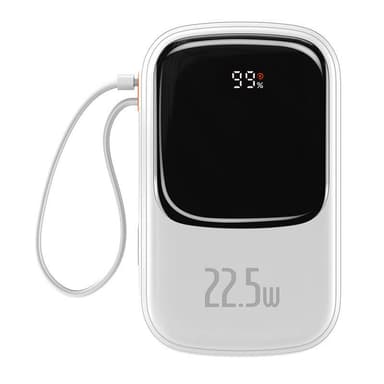 Powerbank Baseus Qpow PRO kaapelilla, 20000mAh, 22.5W (valkoinen)