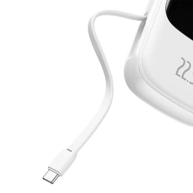 Powerbank Baseus Qpow PRO kaapelilla, 20000mAh, 22.5W (valkoinen)