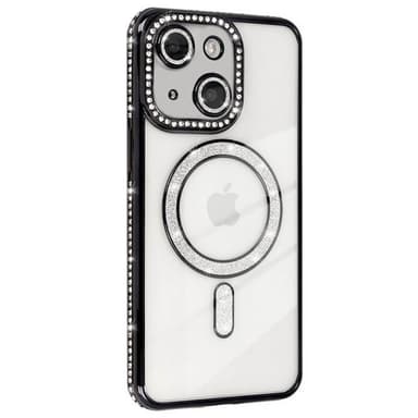 Diamond bling MagSafe kuori iPhone 15 - Musta
