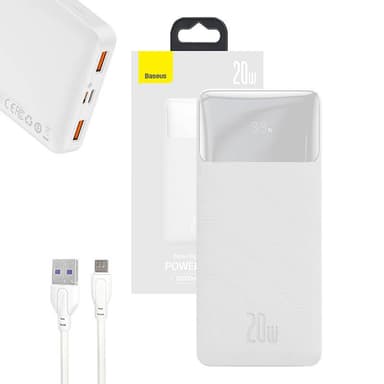Powerbank Baseus Bipow 10000mAh, 20W (valkoinen)