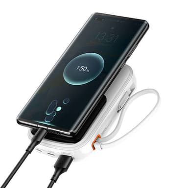 Powerbank Baseus Qpow PRO kaapelilla, 20000mAh, 22.5W (valkoinen)