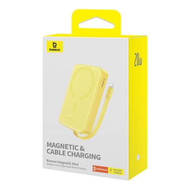 Powerbank Baseus Magnetic Mini 10000mAh, USB-C 20W MagSafe (keltainen)