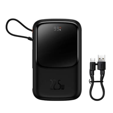 Powerbank Baseus Qpow PRO kaapelilla, 10000mAh, 22.5W (musta)