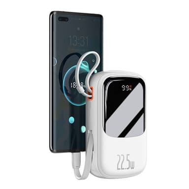 Powerbank Baseus Qpow PRO kaapelilla, 20000mAh, 22.5W (valkoinen)