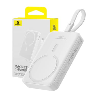 Powerbank Baseus Magnetic Mini 10000mAh, USB-C 30W MagSafe (valkoinen)