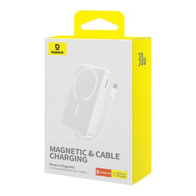 Powerbank Baseus Magnetic Mini 10000mAh, USB-C 30W MagSafe (valkoinen)