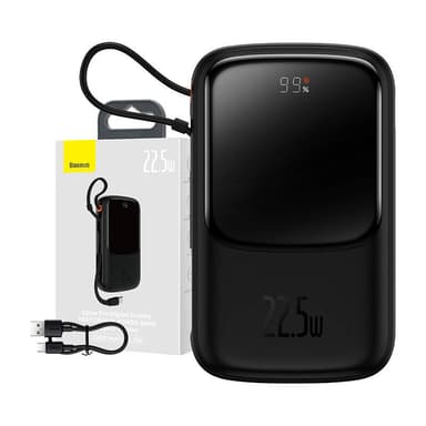 Powerbank Baseus Qpow PRO kaapelilla, 10000mAh, 22.5W (musta)