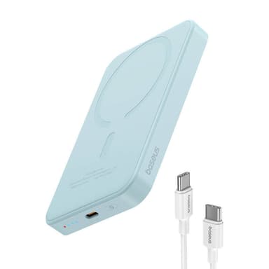 Magneettinen Mini Powerbank Baseus 5000mAh, USB-C 20W (sininen)