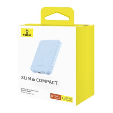 Magneettinen Mini Powerbank Baseus 5000mAh, USB-C 20W (sininen)