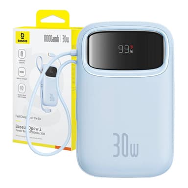 Powerbank Baseus QPow 2 10000mAh 30W 2xUSB-C (sininen)