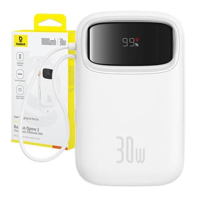 Baseus QPow 2 10000mAh 30W akku (valkoinen)
