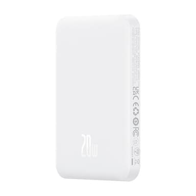 Magneettinen Mini Powerbank Baseus 5000mAh, USB-C 20W (valkoinen)