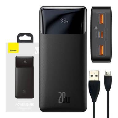 Powerbank Baseus Bipow 20000mAh, 20W (musta)