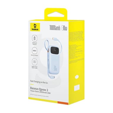 Powerbank Baseus QPow 2 10000mAh 30W 2xUSB-C (sininen)