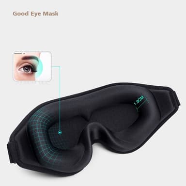3D Sleep Mask silmämaski lentomatkoille, nukkumiseen ja päiväunille Musta