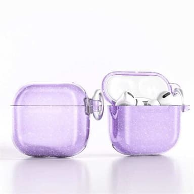 Kimaltava suojakotelo AirPods 4:lle, jossa on metalliklipsi - Violetti