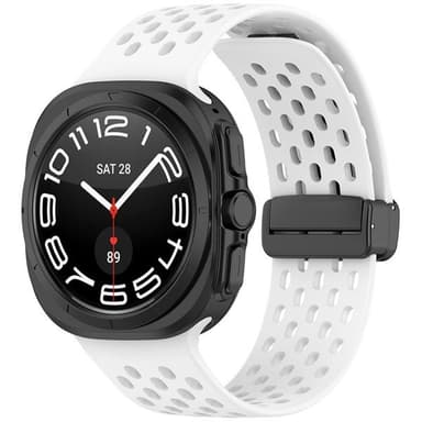 Silikoniranneke rei'itetyllä muotoilulla Samsung Galaxy Watch Ultra 47mm:lle - Valkoinen