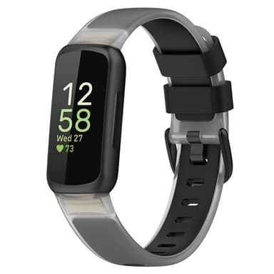 Silikoniranneke Fitbit Inspire 3:lle - musta/selkeä