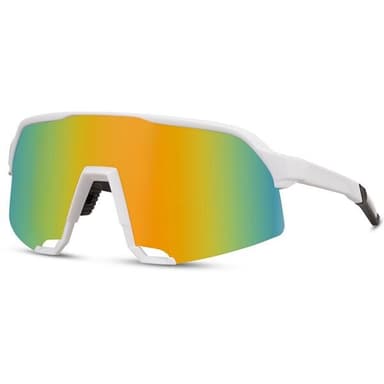 Unisex urheilu-aurinkolasit – mattamustat polykarbonaattikehykset, punaiset peililinssit, 100 % UV-suoja (kategoria 3)