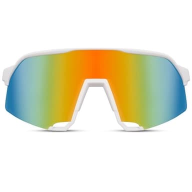 Unisex urheilu-aurinkolasit – mattamustat polykarbonaattikehykset, punaiset peililinssit, 100 % UV-suoja (kategoria 3)