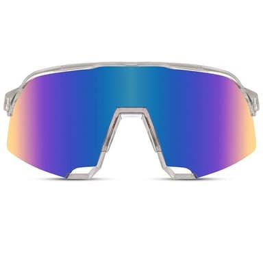 Unisex urheilu-aurinkolasit – läpinäkyvät polykarbonaattikehykset, siniset peililinssit, 100 % UV-suoja (kategoria 3)