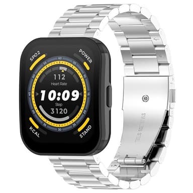 22mm metallirannekoru Amazfit Bip 5 - hopea - hopea