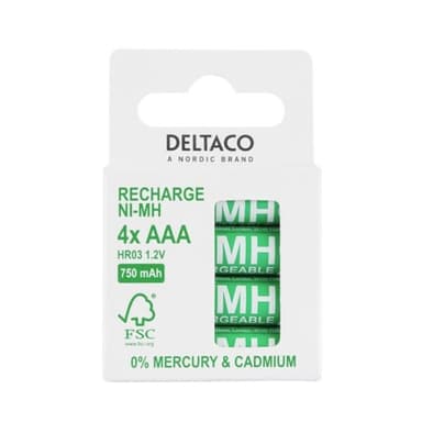 Deltaco ladattavat paristot AAA 750mAh 4-pack 4-pack