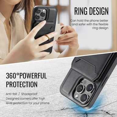 MAGKING iPhone 16 Pro K1 Series Magneettinen Kuori+Lompakkokotelo - Musta