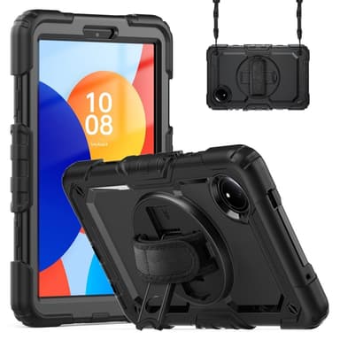 SKALO Xiaomi Redmi Pad SE 8.7 Armor 360 kahva olkahihna+Näytönsuoja Kotelo - Musta