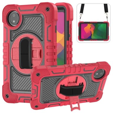 SKALO Xiaomi Redmi Pad SE 8.7 Extra Shockproof Armor 360 Kahva/Tripod Suojakuori - Punainen