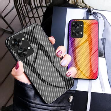 SKALO OnePlus Nord 2T 5G Hiilikuitu karkaistu lasi TPU suojakuori - Musta