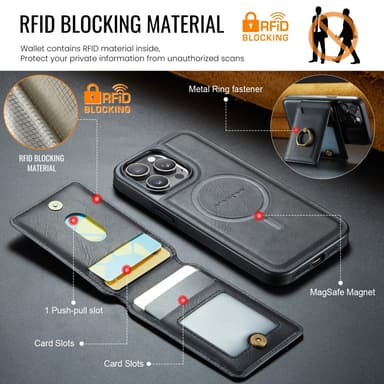 MAGKING iPhone 16 Pro Max K1 Series Magneettinen Kuori+Lompakkokotelo - Musta