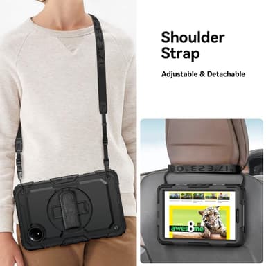 SKALO Xiaomi Redmi Pad SE 8.7 Armor 360 kahva olkahihna+Näytönsuoja Kotelo - Musta
