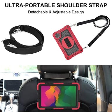 SKALO Xiaomi Redmi Pad SE 8.7 Extra Shockproof Armor 360 Kahva/Tripod Suojakuori - Punainen
