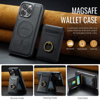 MAGKING iPhone 16 Pro Max K1 Series Magneettinen Kuori+Lompakkokotelo - Musta
