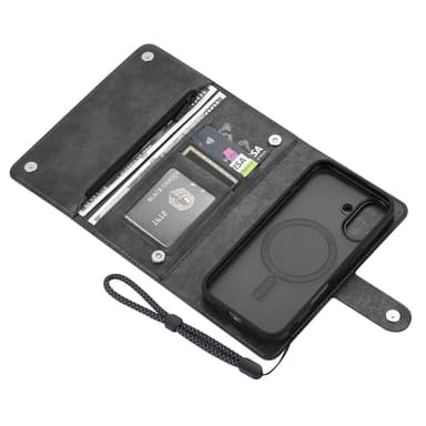 VILI iPhone 16 GVB Series Lompakkokotelo PU-nahkaa - Musta