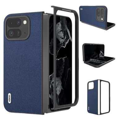 ABEEL Google Pixel 9 Pro Fold Genuine Leather Suojakuori - Sininen