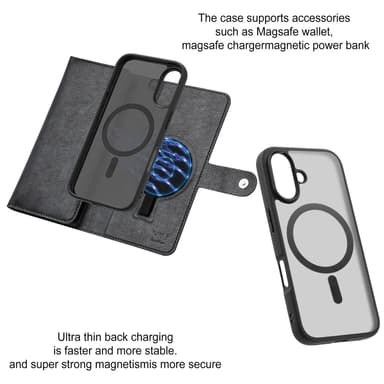 VILI iPhone 16 GVB Series Lompakkokotelo PU-nahkaa - Musta