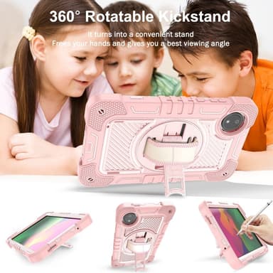 SKALO Xiaomi Redmi Pad SE 8.7 Extra Shockproof Armor 360 Kahva/Tripod Suojakuori - Ruusukulta