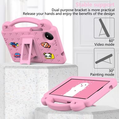 SKALO Xiaomi Redmi Pad SE 8.7 Kuori kahvalla/telineellä - Pinkki