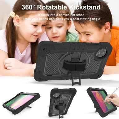 SKALO Xiaomi Redmi Pad SE 8.7 Extra Shockproof Armor 360 Kahva/Tripod Suojakuori - Musta