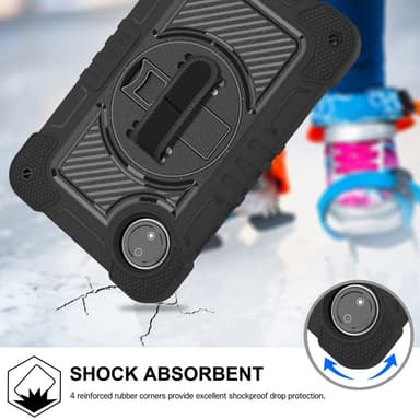 SKALO Xiaomi Redmi Pad SE 8.7 Extra Shockproof Armor 360 Kahva/Tripod Suojakuori - Musta