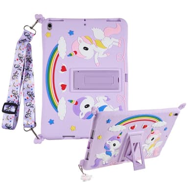 SKALO iPad 10.2 Shock Resistant Unicorn Rainbow Silicone Kuori  - Violetti