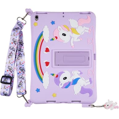 SKALO iPad 10.2 Shock Resistant Unicorn Rainbow Silicone Kuori  - Violetti